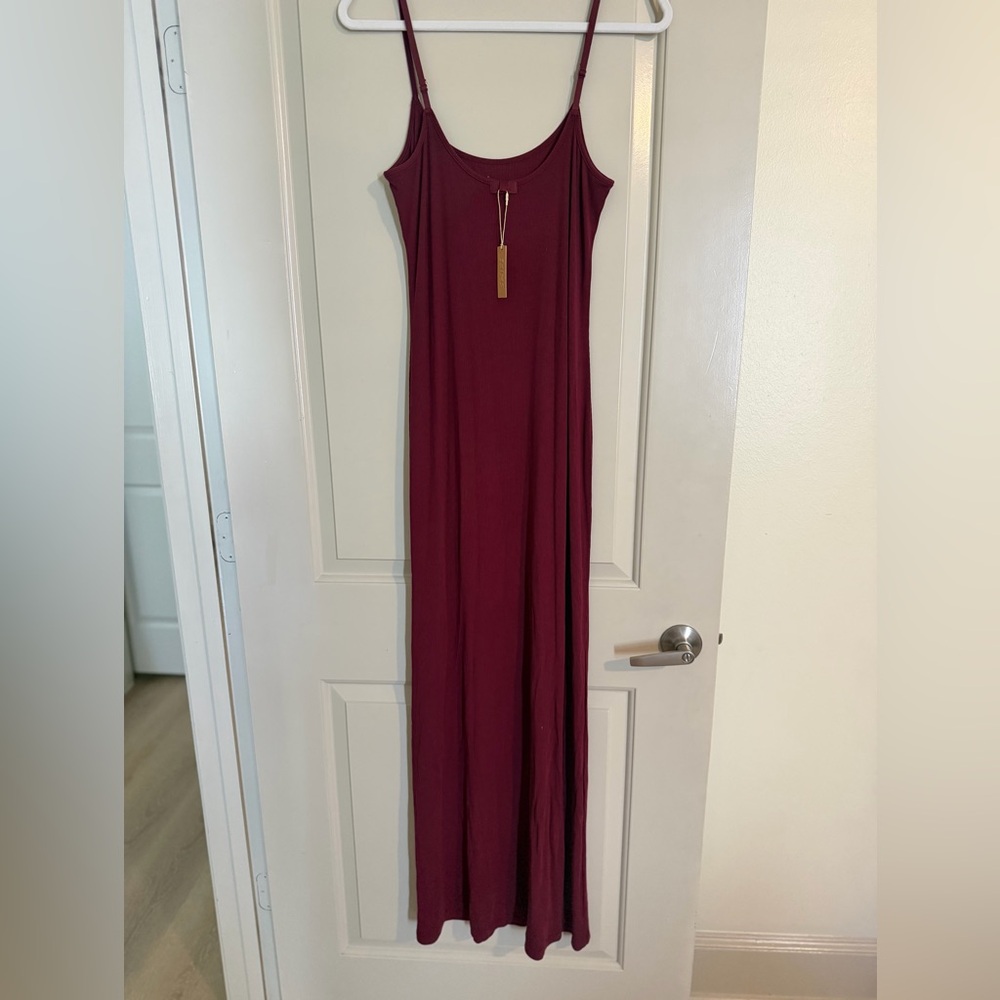 Skims LONG SLIP DRESS Maroon - Picture 4 of 5